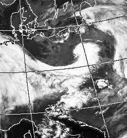 Satellitenbild (Infrarot, Ausschnitt) von NOAA 11 vom 18.11.1994, 06.22 UT