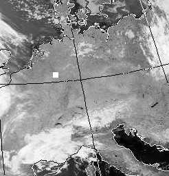 Satellitenbild (Infrarot, Ausschnitt) von NOAA 16 vom 16.05.2003, 01:27 UT